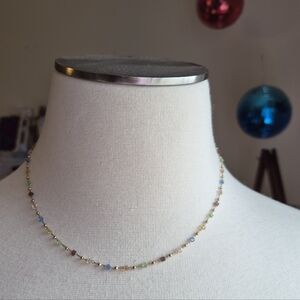 Delicate Multicolor Beaded Gold Necklace - Women Jewelry